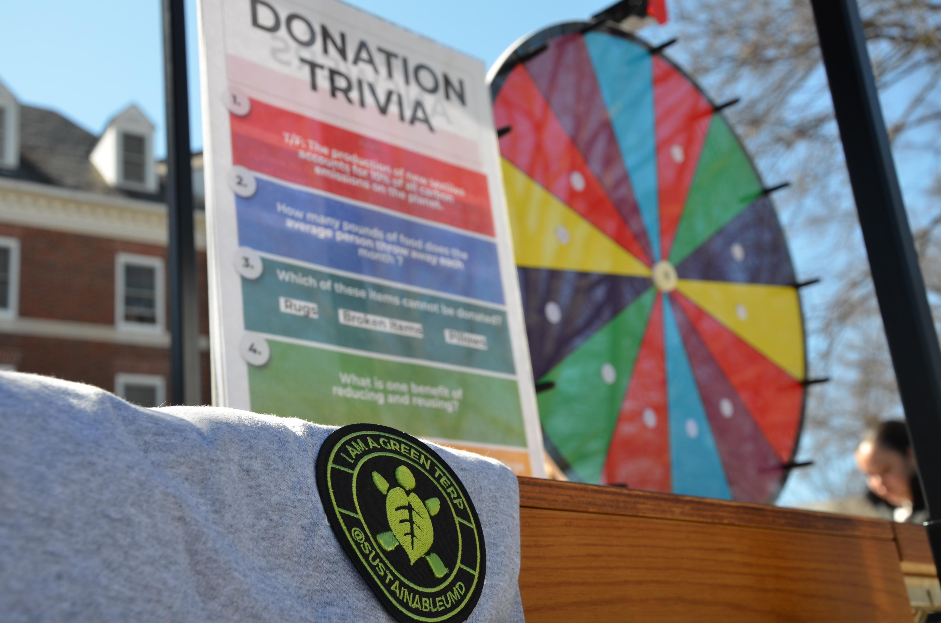 Trivia Wheel and Repurposed T-Shirt with Green Terp Logo