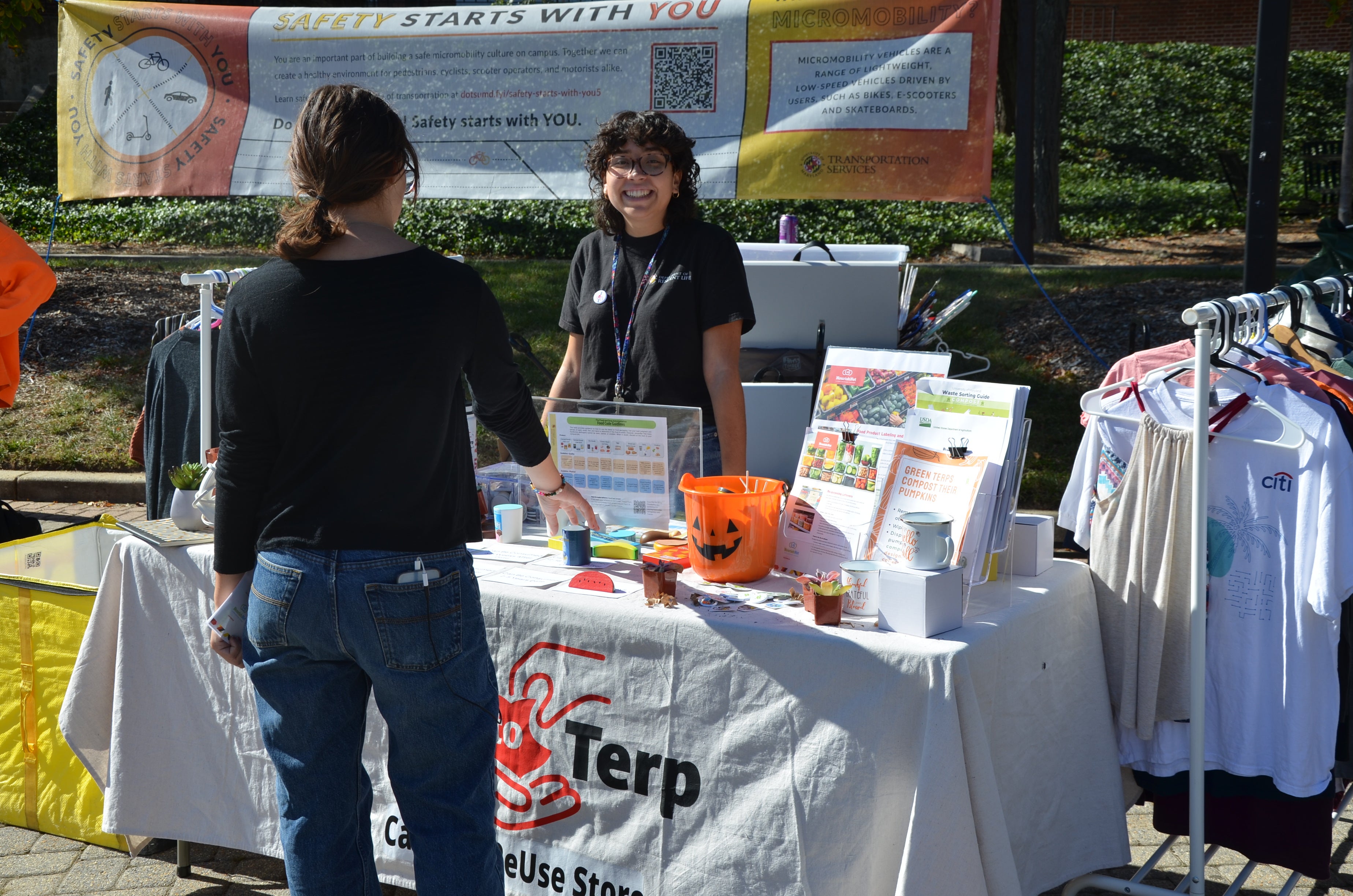 Student smiles at Terp to Terp table
