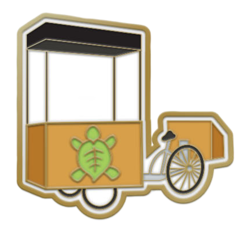 Enamel pin designed to look like the SustainableUMD Outreach bike.
