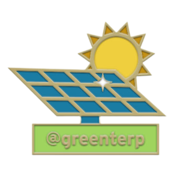 Enamel pin designed to look like a solar panel.