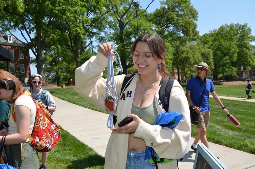 Student with succulent