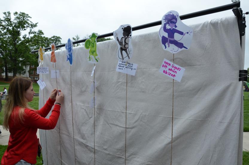 People commit at the photo booth