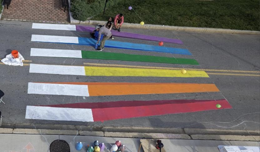 Rainbow chalking design