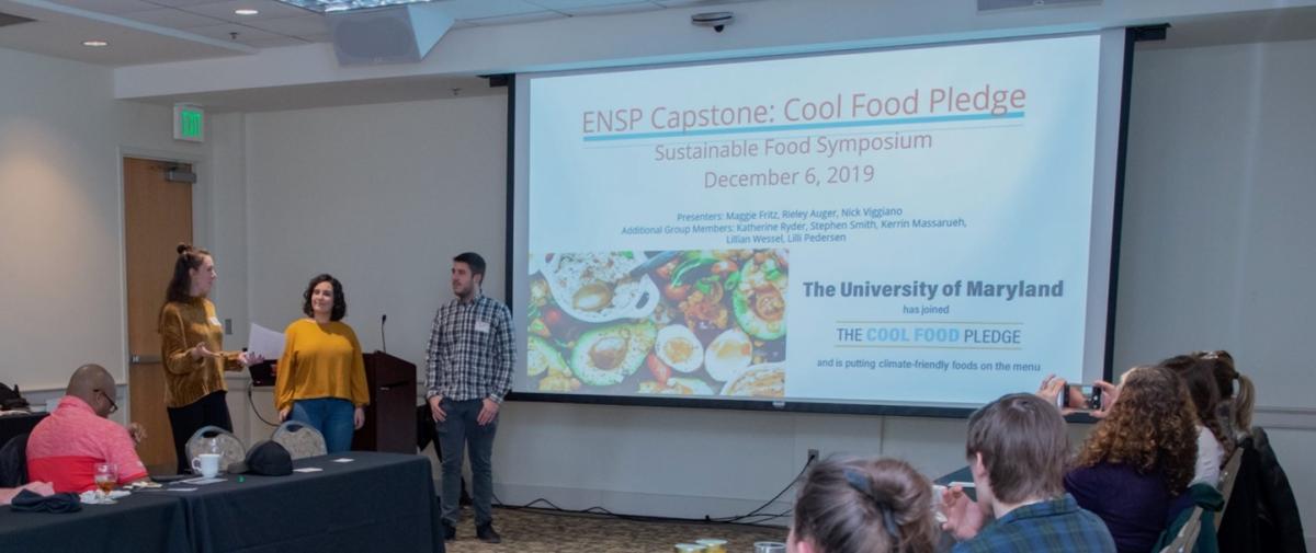 Students presenting their research at 2019 Sustainable Food Symposium