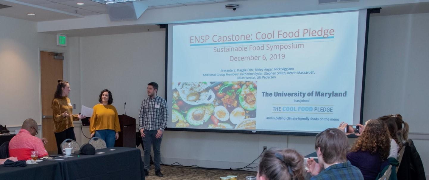 Students presenting their research at 2019 Sustainable Food Symposium