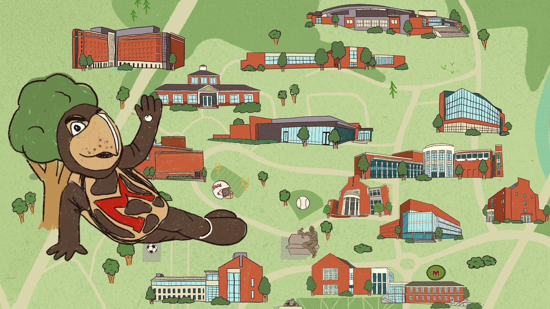 Artistic rendering of campus map