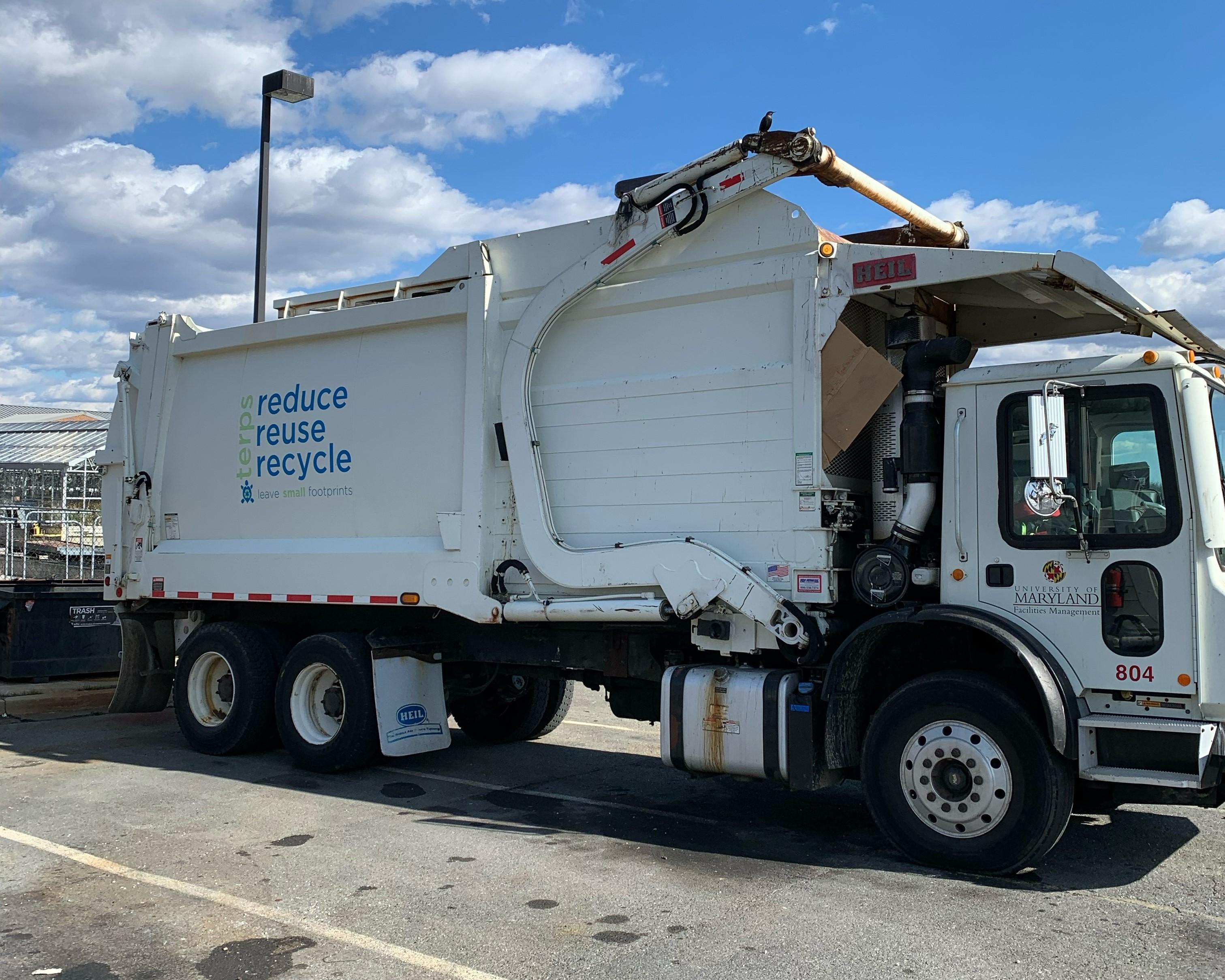 Trash truck on campus