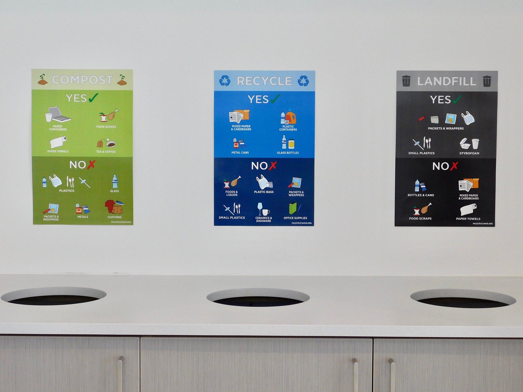 Waste Bins in Iribe Dining Area