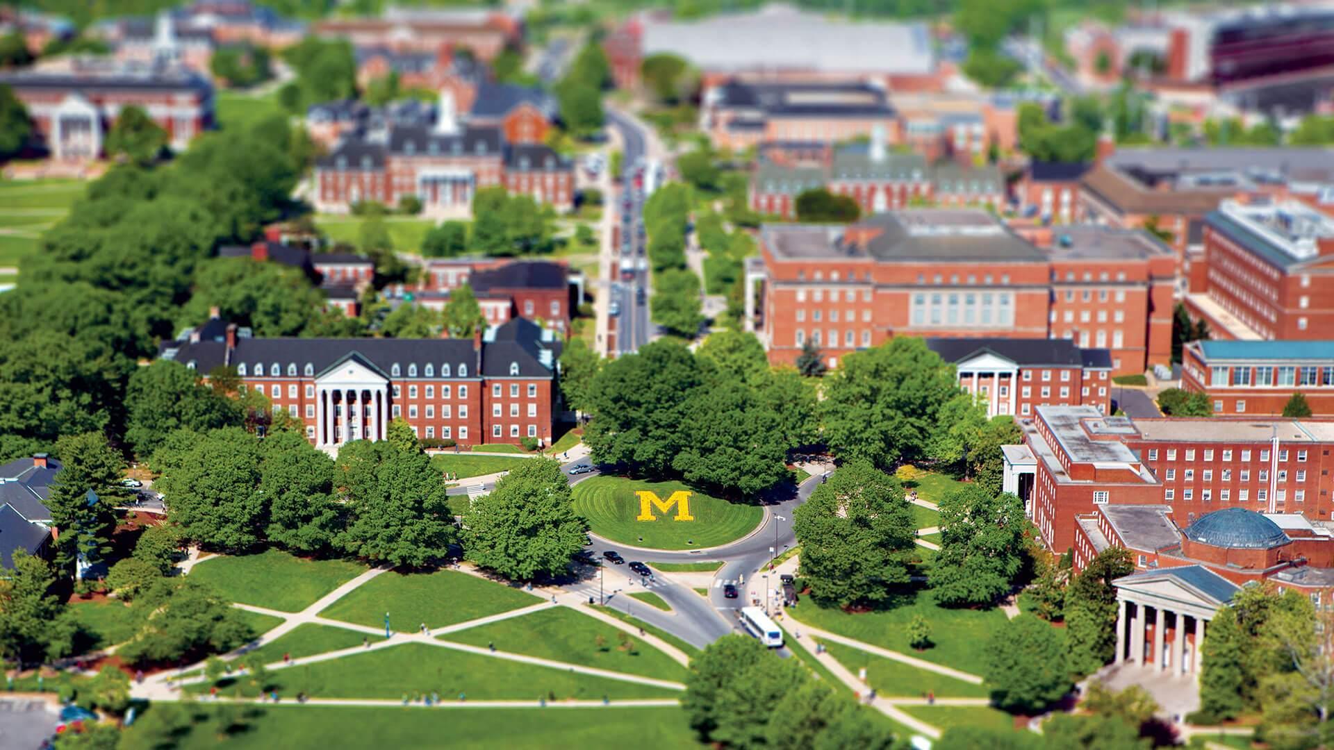 Old aerial view of UMD (before purple line construction)