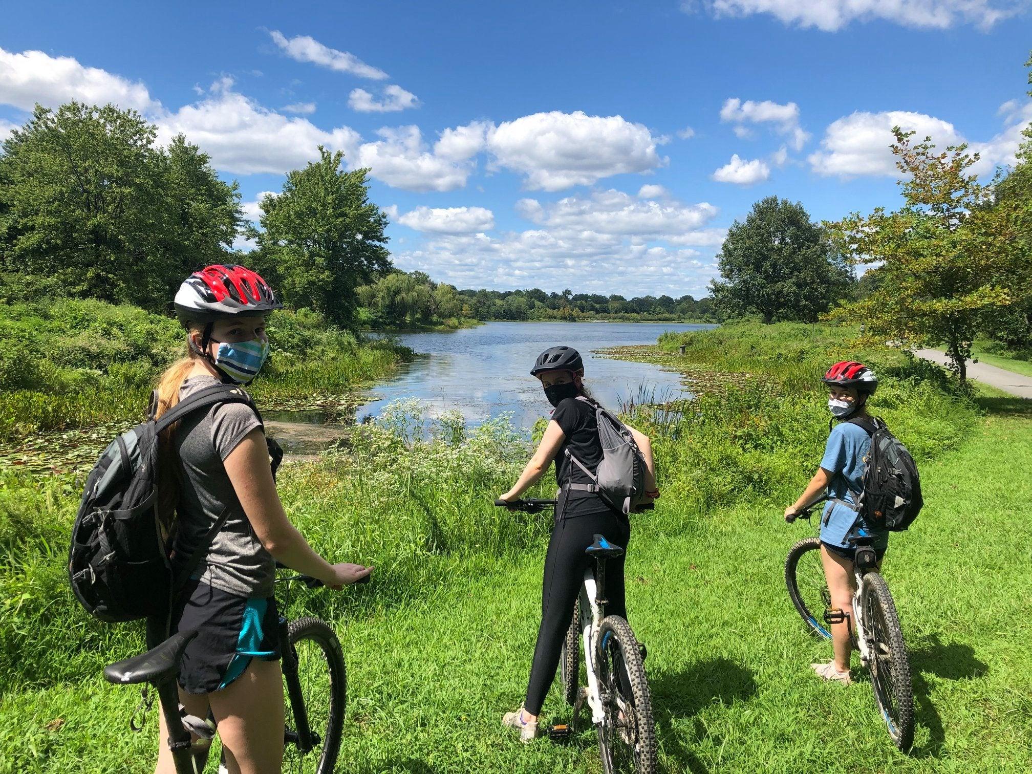 Students biking at Anacostia