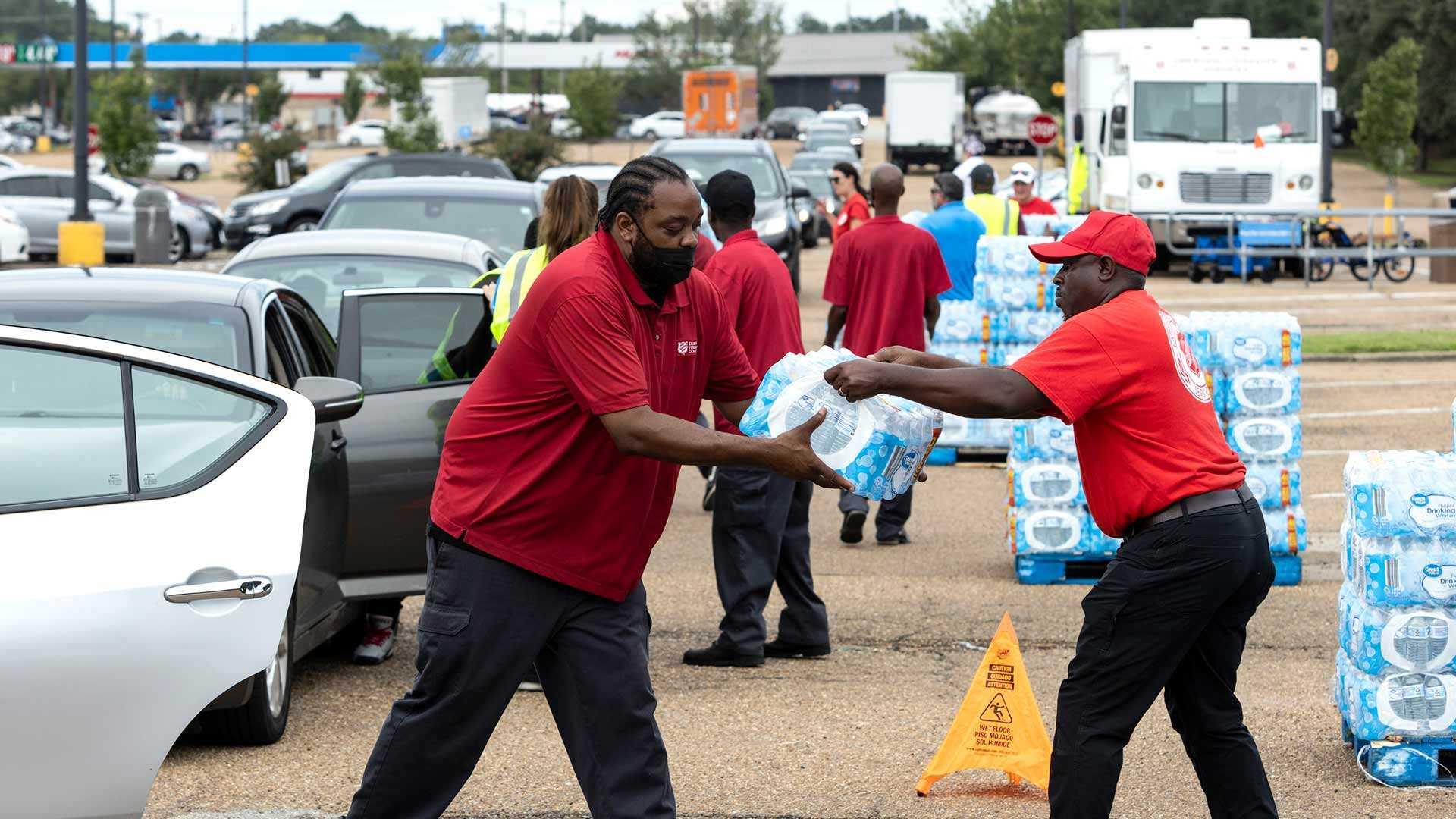 Volunteers at Jackson (Miss.) Water Crisis Center (Photo from Getty Images, Brad Vest)