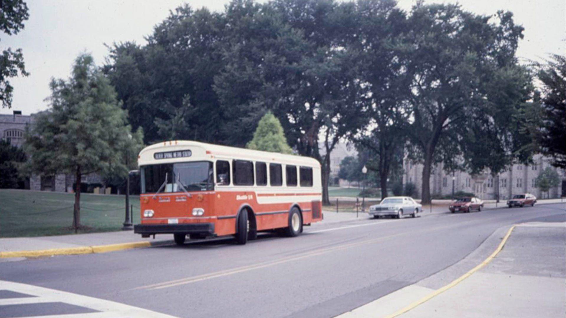 Old ShuttleUM Bus on Campus