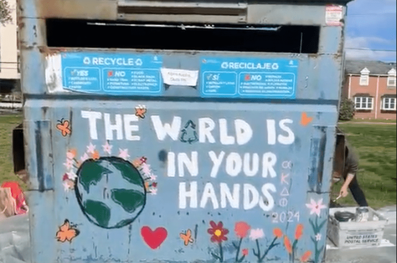 Decorated Recycling Bin