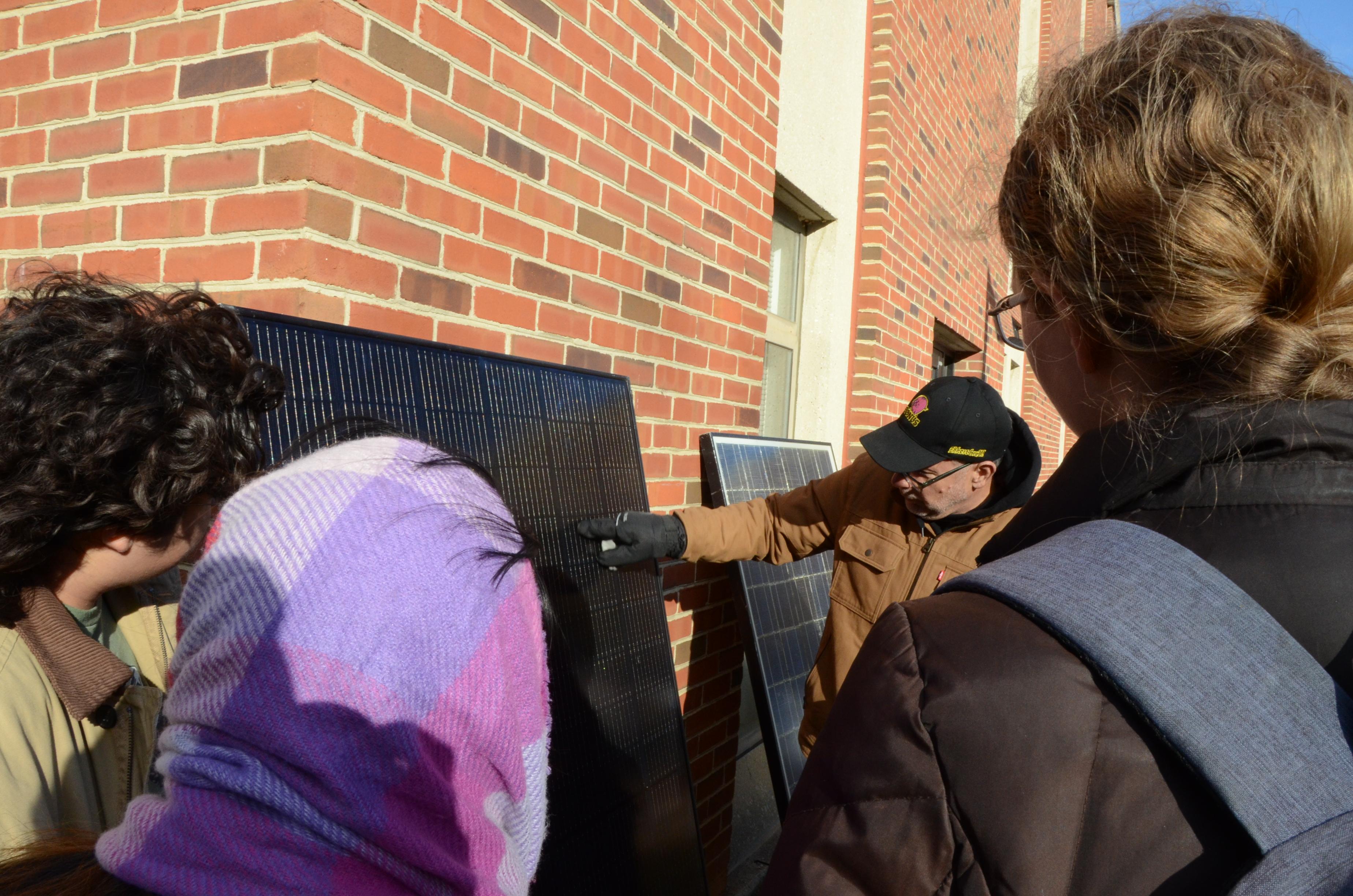Bryan Quinn, director of Maryland Educational & Sustainable Activities (MESA) Lab, doing a live demonstration with solar panels