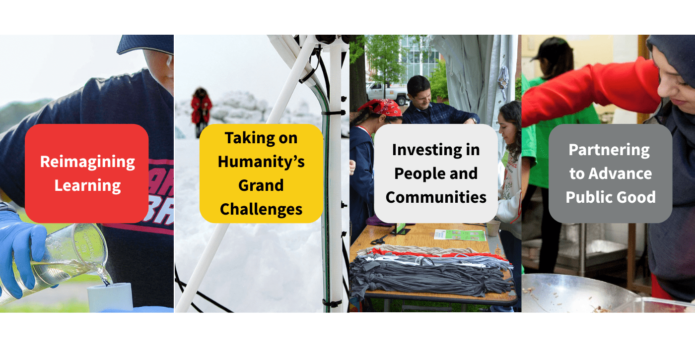 Campus pillars with corresponding images