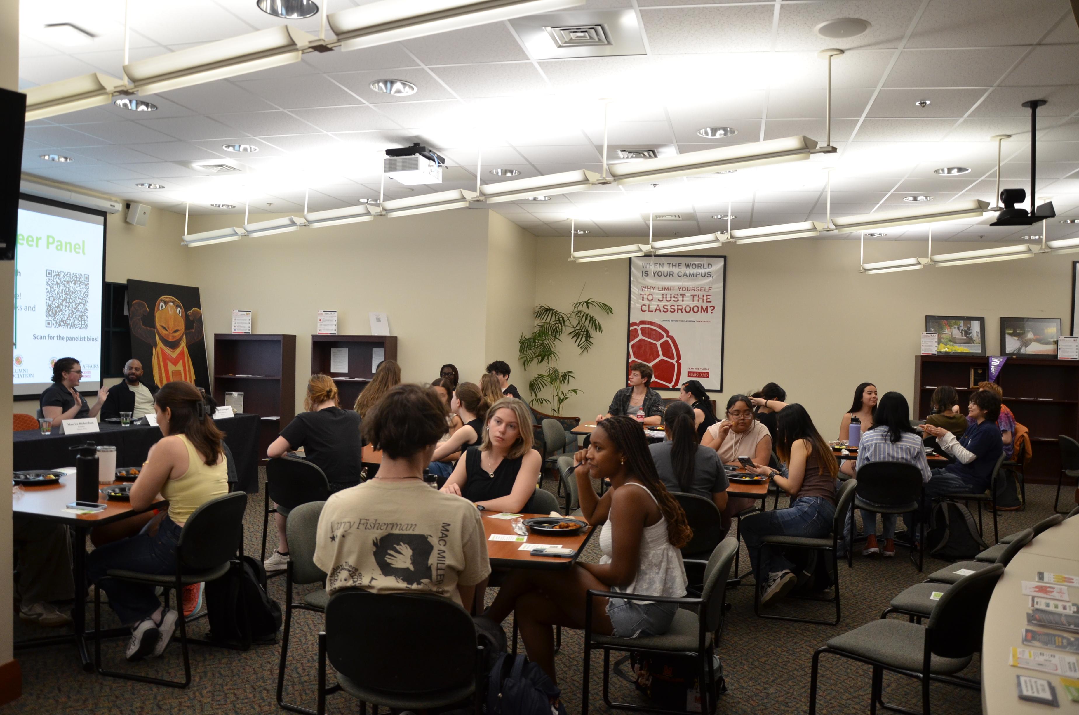 Students listening to the career panel